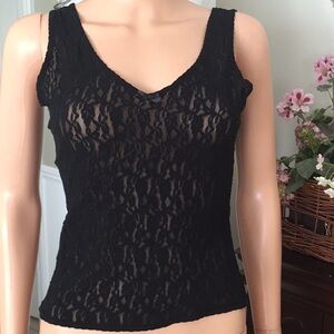 Vintage Laura Winston black lace camisole made in USA